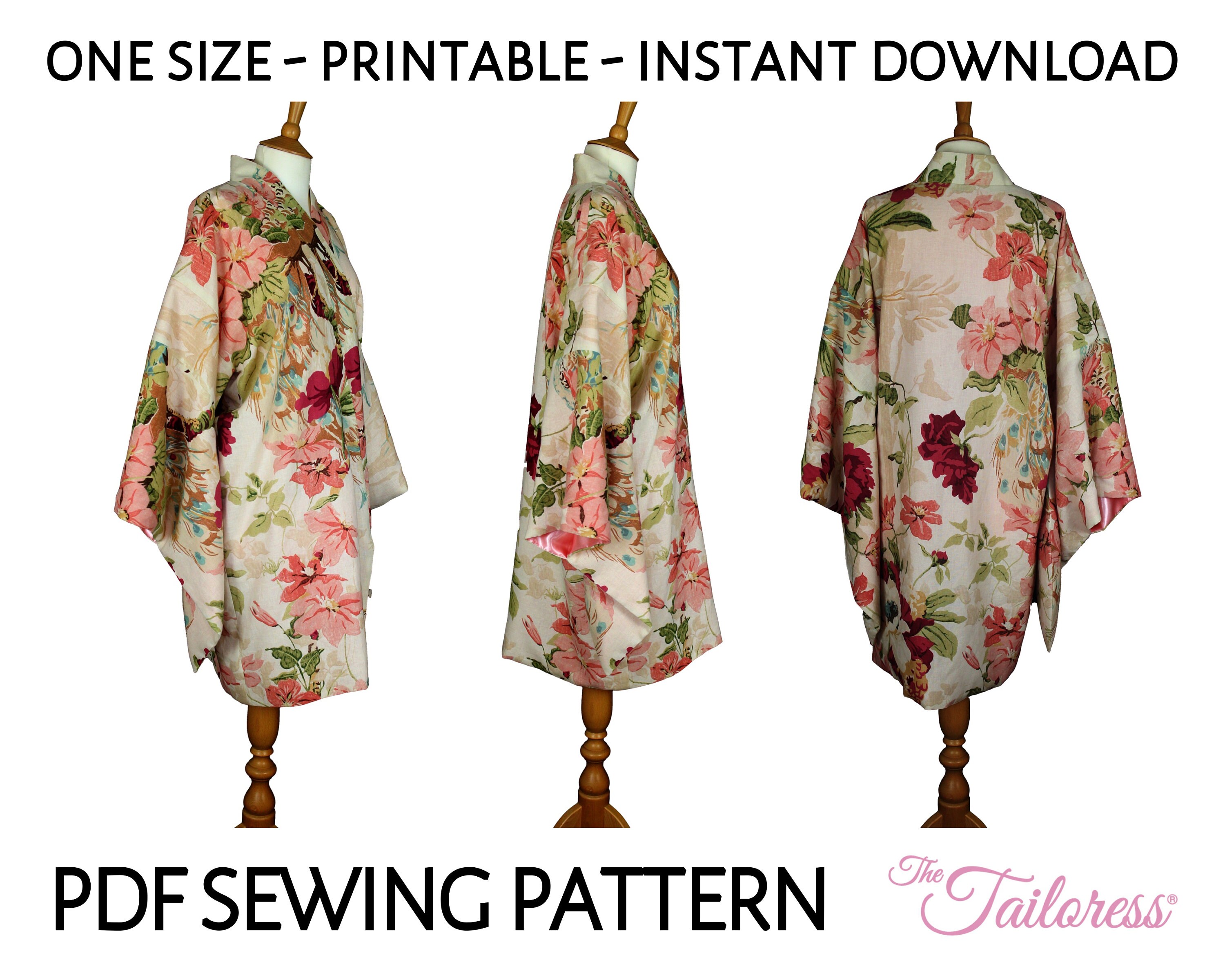 SHORT Kimono Robe PDF Sewing Pattern Kimono PDF Robe Sewing Etsy