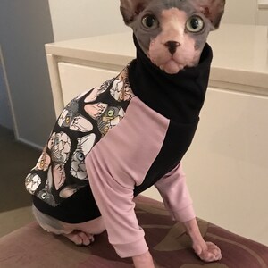 Cat Jersey for Cats sphinx cat wearing handmade sweater pdf sewing pattern instant download