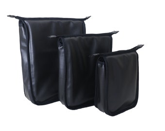 Zip Pouch Padded Protective Bag/Case - Black Leatherette