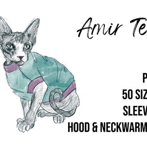Cat Hoodie Sewing Pattern, Cat turtleneck, Pet Gift for Cats Sphynx Sweater Sewing Pattern Sphinx Cat Clothing Warm Cat Sweater