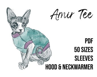 Cat Hoodie Sewing Pattern, Cat turtleneck, Pet Gift for Cats Sphynx Sweater Sewing Pattern Sphinx Cat Clothing Warm Cat Sweater