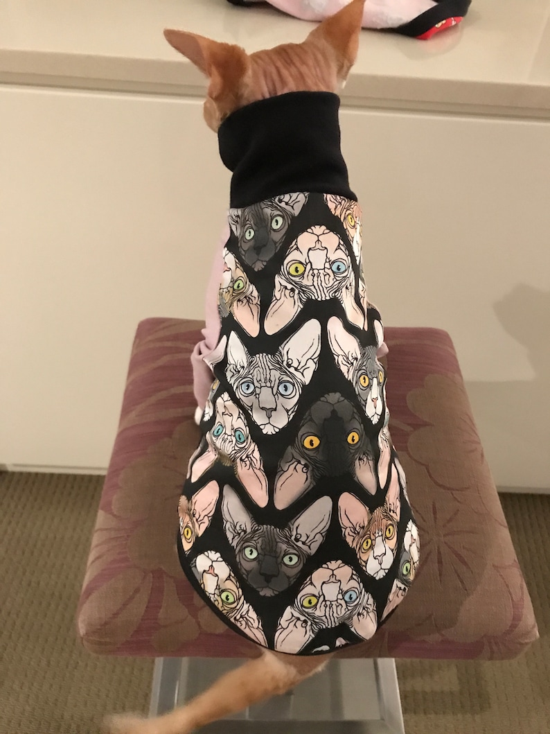 Cat clothes pattern with turtle neck cat sewing patterns with long neck sweater for cat with neck warmer sphynx cat clothes cat pdf