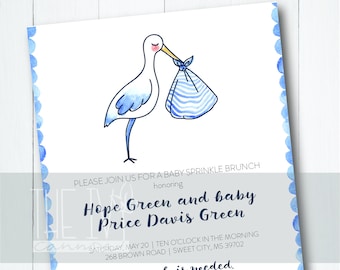 INVITATION Stork Delivery Baby Boy Printable Invitation