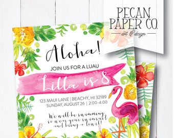 DIGITAL INVITATION Luau Invitation, Hawaiian Party Invitation