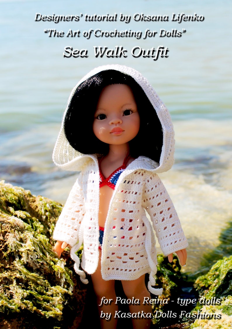 PDF Doll Clothes Crochet Pattern Sea Walk Outfit for Paola Reina-type dolls By Kasatka dolls fashion
