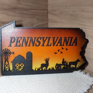 PA Laser Cut Silhouette Map (Digital File)