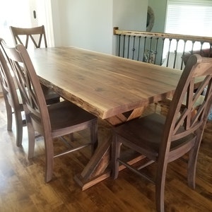 Country X Live Edge Black Walnut Farmhouse Table