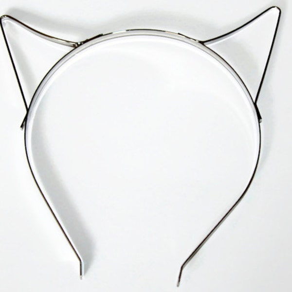 Cat Ears Headband - Silver Tone Metal Hair Band - Hair Accessory