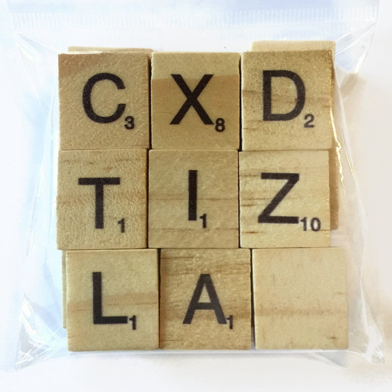 27 Letter Scrabble Tiles 18mm X 19mm Wooden Square Shapes Image 0
