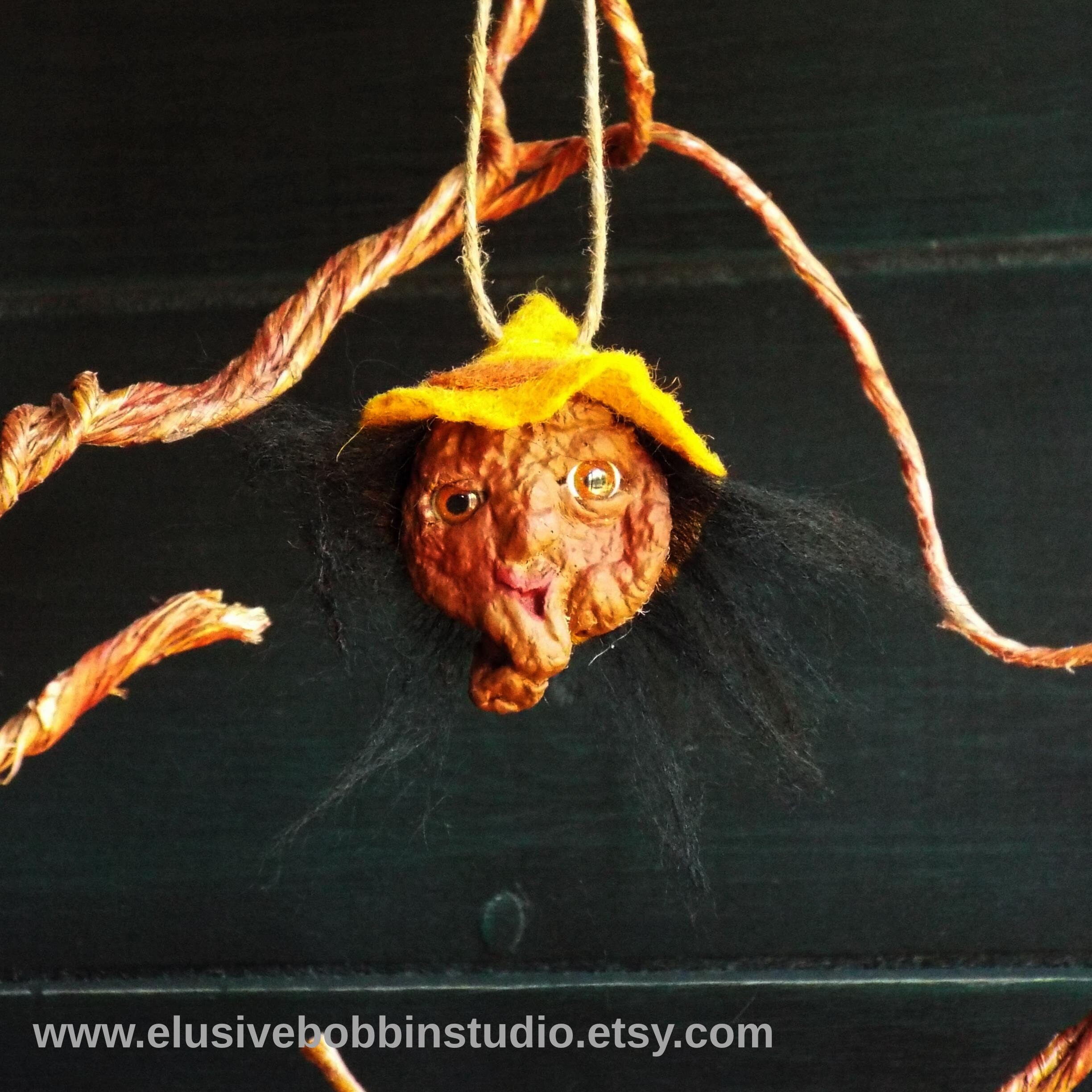 OOAK Apple Head / Halloween Applehead Hanging Ornament / Fall Fairies