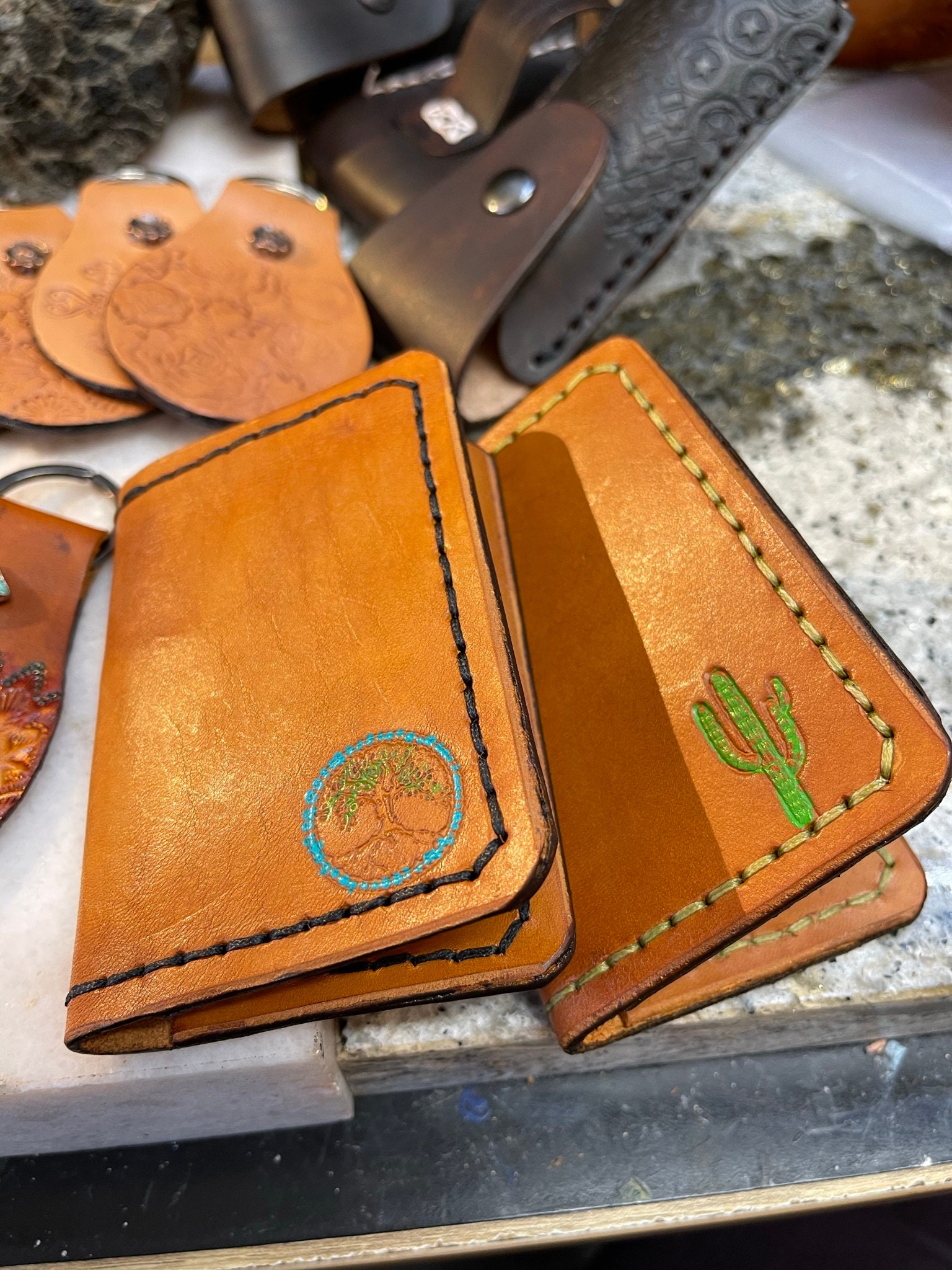 Handmade Leather Card Case Folding Style in Various Options Etsy