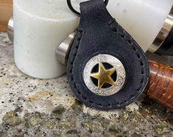 Handcrafted Leather star western Key Ring or Purse Charm