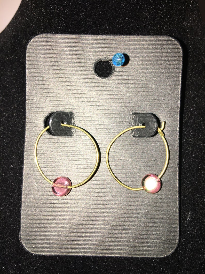 Handmade Leather and Pink Bead Bracelet and Earring set