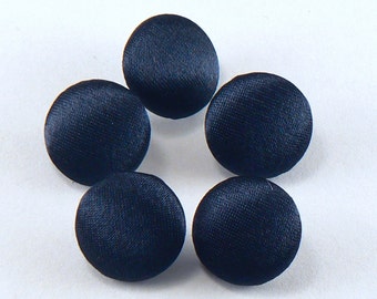 5/8" Navy Blue Satin Fabric Covered Shank Buttons