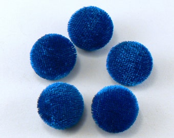 5/8" Blue Velvet Fabric Covered Shank Buttons