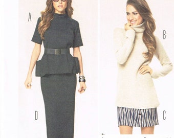 Size 8-18 Misses' Easy Long Sleeve Oversize Cowl Neck Top & Slim Fit Skirt Sewing Pattern - Burda 6846