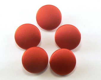 1" Red Satin Fabric Covered Shank Buttons - 25 mm Red Sewing Buttons
