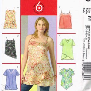 Modèle de couture t-shirt facile grande taille manches courtes col V pour femmes 18-24 ans - McCalls M4879