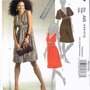 sachin and babi light blue dress Size 4-12 Misses' Easy V Neck Empire Waist Bubble Hem Dress Sewing Pattern  - Mccalls M5317