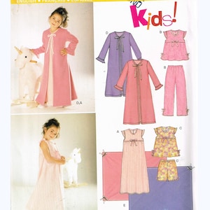 Girls Size 3-8 Sleeveless Long Nightgown & Long Robe Sewing Pattern - New Look 6334