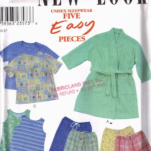 Size 1/2 - 4 Baby or Toddler Easy Pajamas With Bathrobe Sewing Pattern - New Look 6931