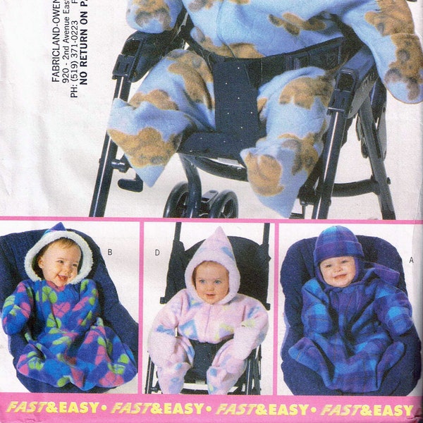 Size L to XL Baby Bunting With Arms & Zipper or Car Seat Bunting Sewing Pattern - Butterick 5643