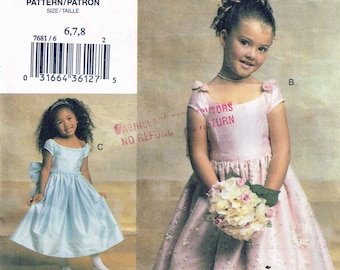Size 6-8 Girl Special Occasion Sleeveless Full Skirt Dress With Sheer Over Skirt Sewing Pattern - Vogue For Me 7681