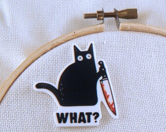 Black Stabby Cat Magnetic Resin Plastic Needle Minder For Cross Stitch Or Embroidery