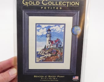 KIT - Lighthouse On Rocks Cross Stitch Kit - Gold Collection Petites - Dimensions 6958