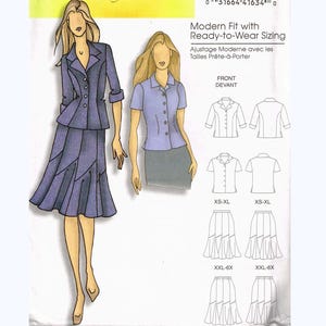 Size XXL-6X  Misses' Easy Plus Size Jacket & Godet Skirt Sewing Pattern  - Butterick B5047
