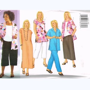 Size 16-20 Misses' Easy Plus Size Sleeveless Ankle Length Straight Dress & Pull On Capri Pants or Long Skirt Sewing Pattern - Butterick 3039