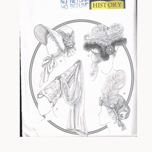Misses' Victorian Feather Hat Or Bonnet Sewing Pattern - Historical Hat Patterns - Butterick 3805