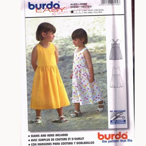 Size 18M-8 Girls Easy Cross Back Loose Fit Sun Dress Sewing Pattern - Burda 9994