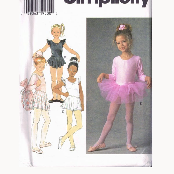 Size 5-8 Girl's Gymnastics Leotard With Pull On Skirt Or Tutu Sewing Pattern - Simplicity 7351