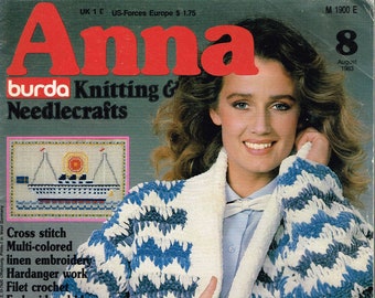 August 1983 Anna Burda Knitting Or Crochet Craft Magazine