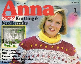 January 1984 Anna Burda Knitting Or Crochet Craft Magazine