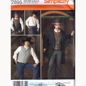 Size 46-52 Mens Western Shirt or Vest & Coat Sewing Pattern ...