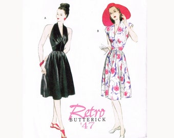 Plus Size Retro Halter Dress Butterick 5209 Vintage Style Year 1947 Size 14-20 - Etsy Plus Size Retro Halter Dress Butterick 5209 Vintage Style Year 1947 Size 14-20 - Etsy