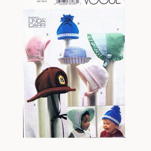 Size NB-MD  Baby Bonnet Pattern Or Baby Bucket Hat Or Baby Fireman Hat Sewing Pattern - Vogue 7705