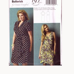 Size XS to XL Misses' V Neck Wrap Dress With Tie Belt Sewing Pattern - Butterick B5898