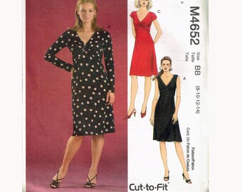 Size 8-14 Misses' V Neck Twist Bodice Fit And Flare Knee Length Dress Sewing Pattern -  McCall's M4652