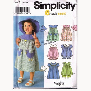 Size 1/2-4 Girl's Easy Sleeveless Shift Dress With Bloomer Shorts Sewing Pattern Simplicity 7189 image 1