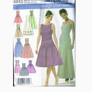 Misses&#39; Size 12-18 Formal Fit & Flare Long Or Short Bustier Dress Sewing Pattern - Simplicity 4943