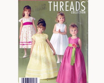 Size 3-6 Girls Sleeveless Empire Waist Full Skirt Special Occasion Dress With Sash Sewing Pattern - Simplicity 4647