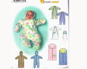 Size XXS-S Easy Infants' Hooded Jumpsuit Sewing Pattern - Simplicity 9418