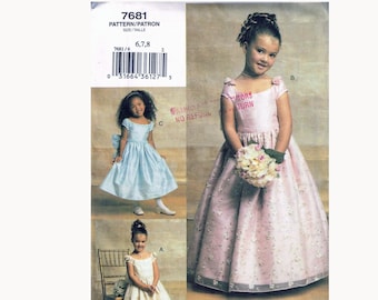 Size 6-8 Girl Special Occasion Sleeveless Full Skirt Dress With Sheer Over Skirt Sewing Pattern - Vogue For Me 7681