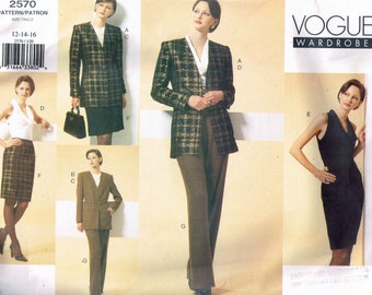 Size 12-16 Misses Sleeveless Drape Neck Fitted Sheath Dress Or Top With Pants Or Skirt Sewing Pattern - Vogue 2570