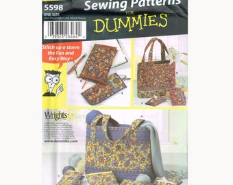 Easy Large Tote Bag Or Eye Glass Case Craft Sewing Pattern - Simplicity 5598