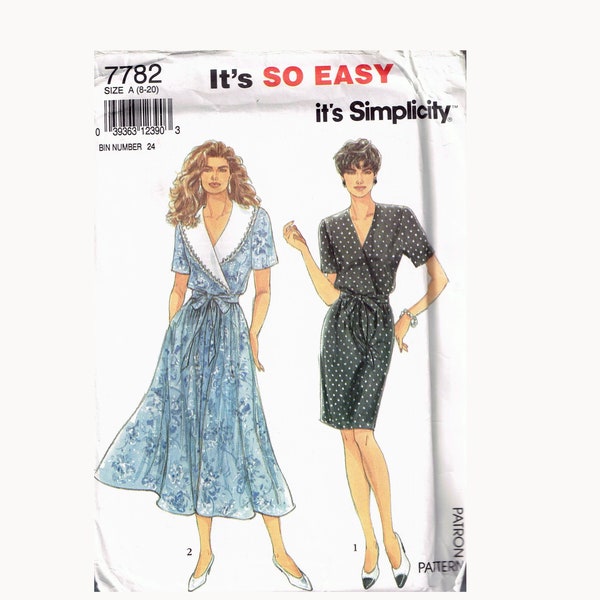 Size 8-20 Misses' Easy Plus Size Oversize Collar Wrap Front Blouson Dress Sewing Pattern - Simplicity 7782
