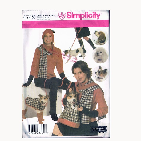 Small Dog Coat Or Soft  Dog Carrier Sewing Pattern - Simplicity 4749